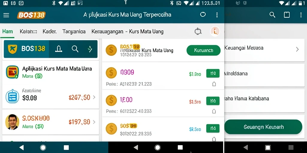 Antarmuka aplikasi BOS138 yang intuitif dan mudah digunakan untuk Kurs Mata Uang.