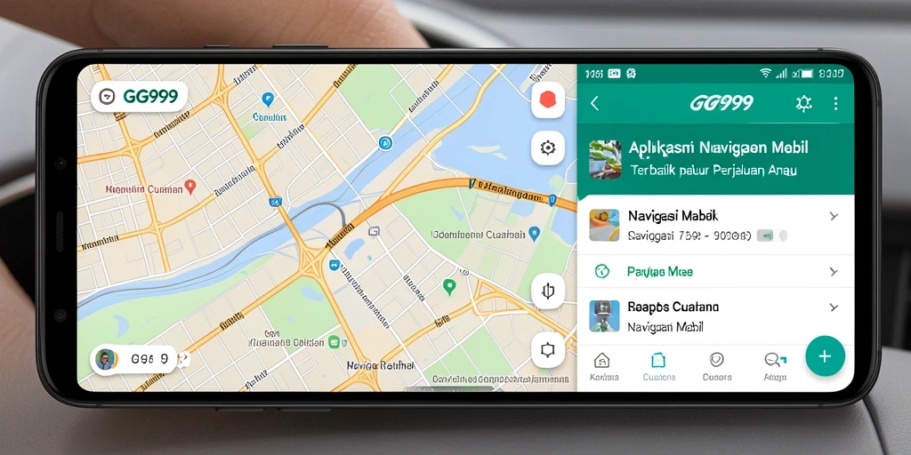 Tampilan antarmuka GG999 yang intuitif untuk Navigasi Mobil.