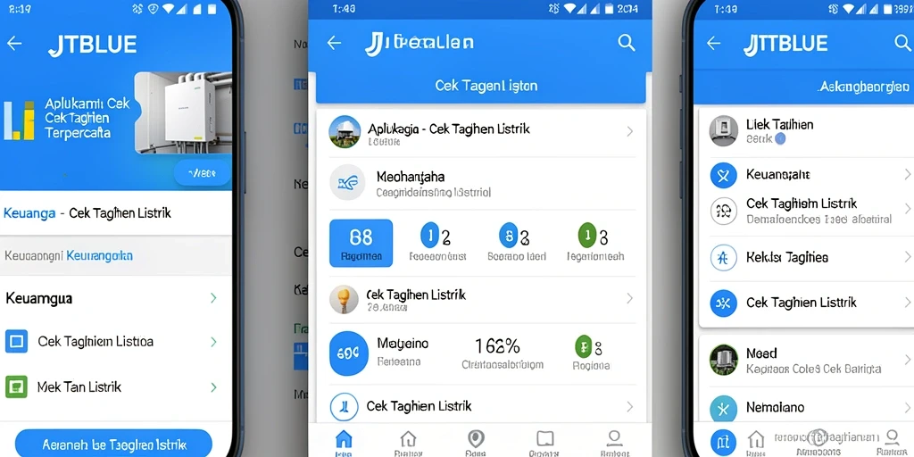 Tampilan antarmuka JTBLUE untuk cek tagihan listrik yang sederhana dan efisien.