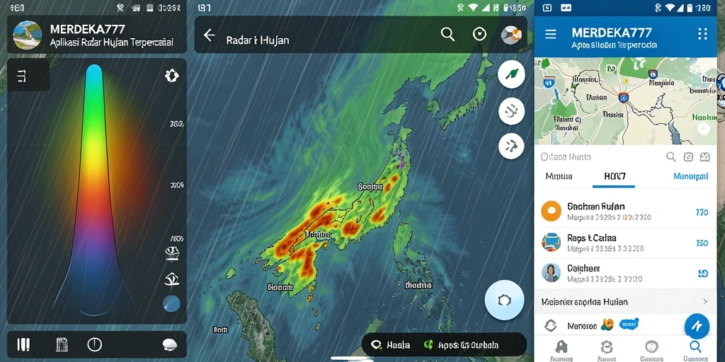 Antarmuka aplikasiyang menampilkan radar hujan secara jelas.