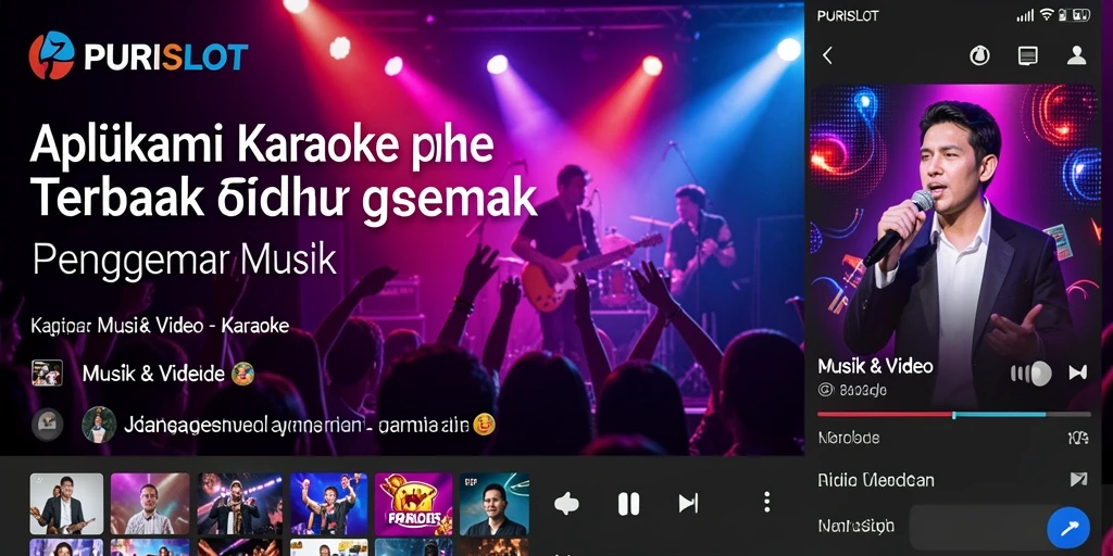 Tampilan antarmuka aplikasi PURISLOT dengan fitur karaoke yang menarik.